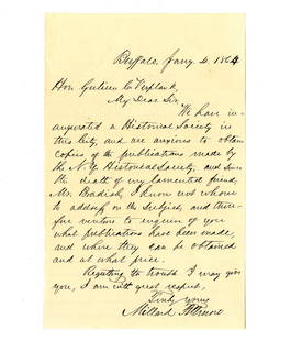 Millard Fillmore ALS Inquiring About NY Historical Society Publications: Millard Fillmore ALS Inquiring About NY Historical Society PublicationsA short letter from former President Millard Fillmore concerning publications for the New York Historical Society. 1p, 5" x