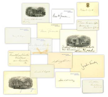 Collection of (15) First Lady Signatures, From Julia Tyler to Jackie Kennedy: Collection of (15) First Lady Signatures, From Julia Tyler to Jackie Kennedy A diverse grouping of fifteen signed cards, each individually signed by the wives (or acting First Ladies) of Presidents