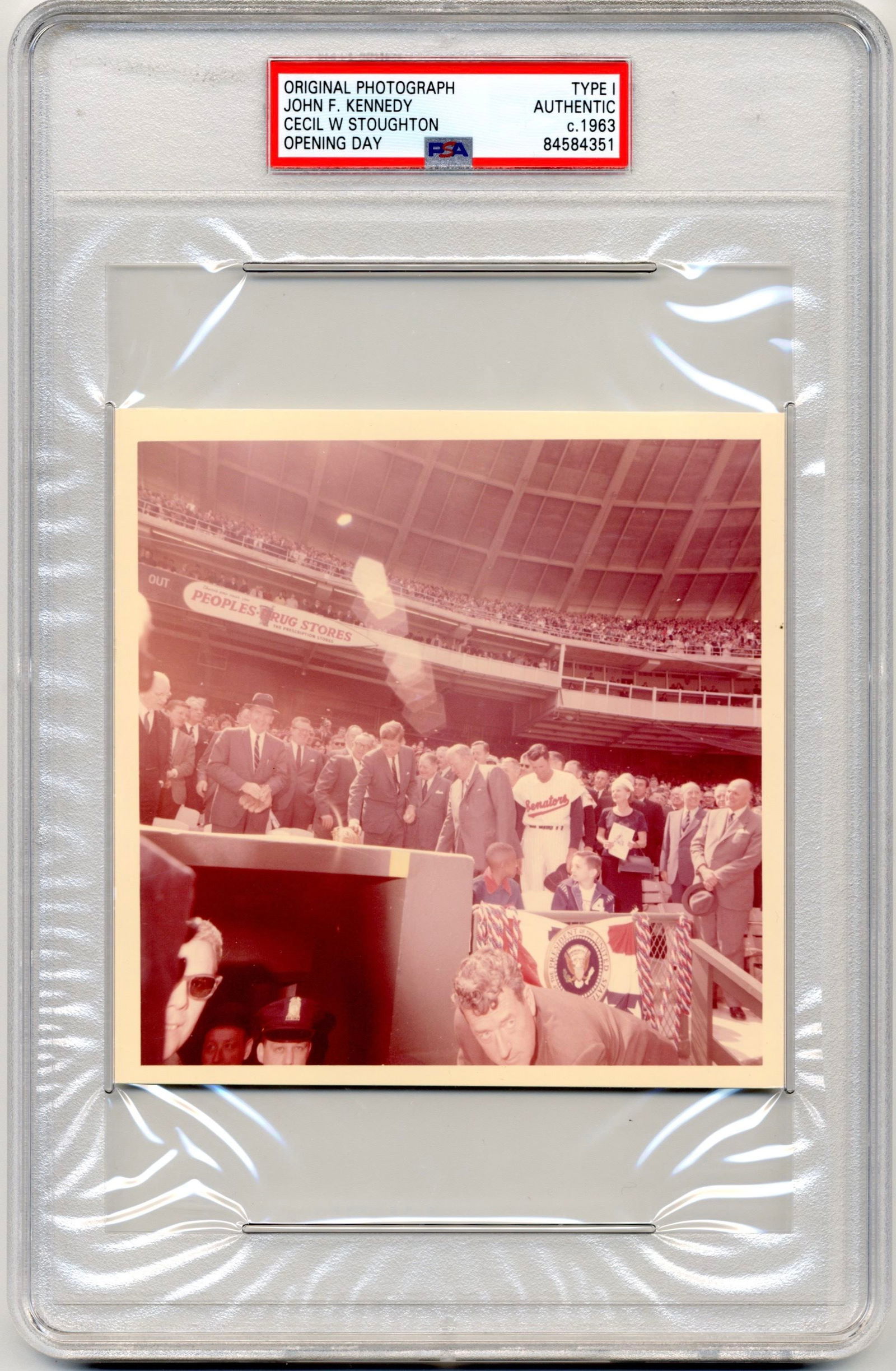 JFK at Opening Day of 1963 Baseball Season, PSA Type I Photo by Cecil Stoughton (1 of 3)