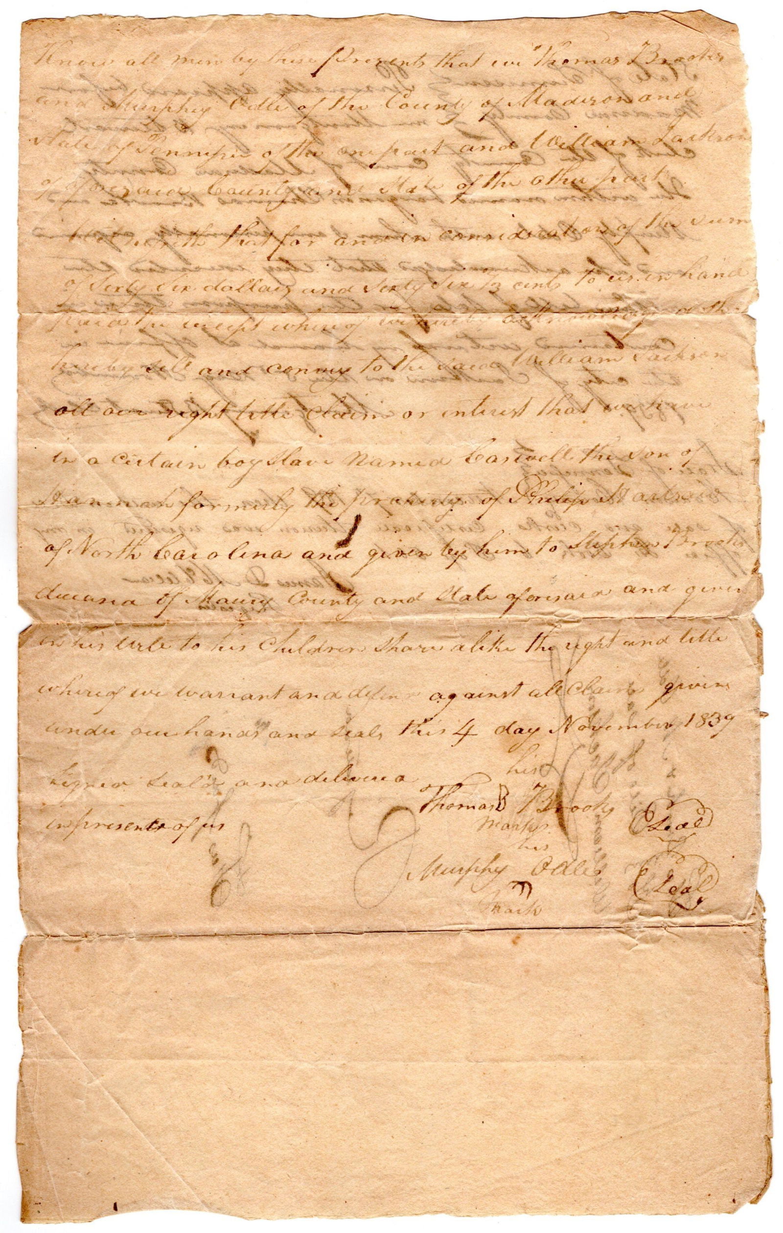 Brothers-in-Law in Tennessee Sell their Interest in Young Slave (1 of 1)