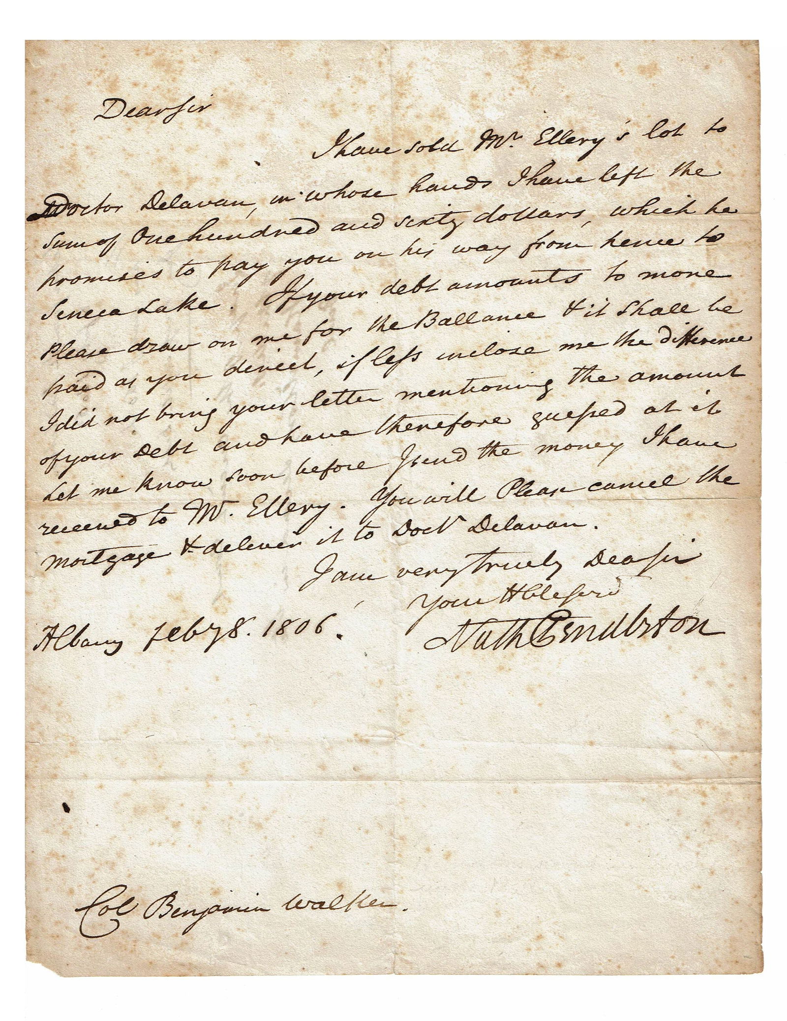 Hamilton's Second at his Fatal Duel Settles Debt (1 of 3)