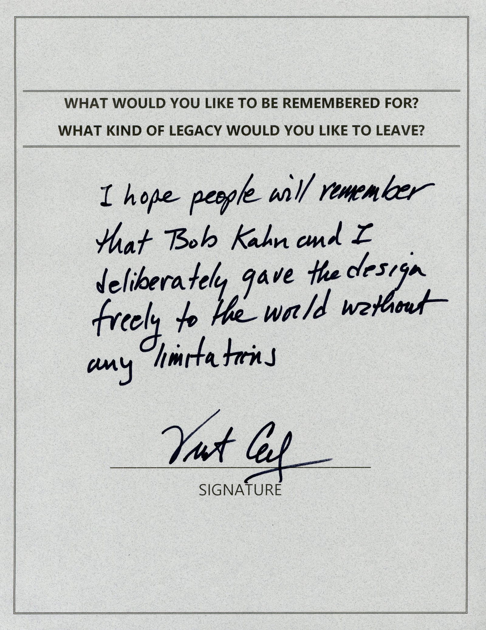 Vinton Cerf AES Identifying His Hoped For Legacy (1 of 2)