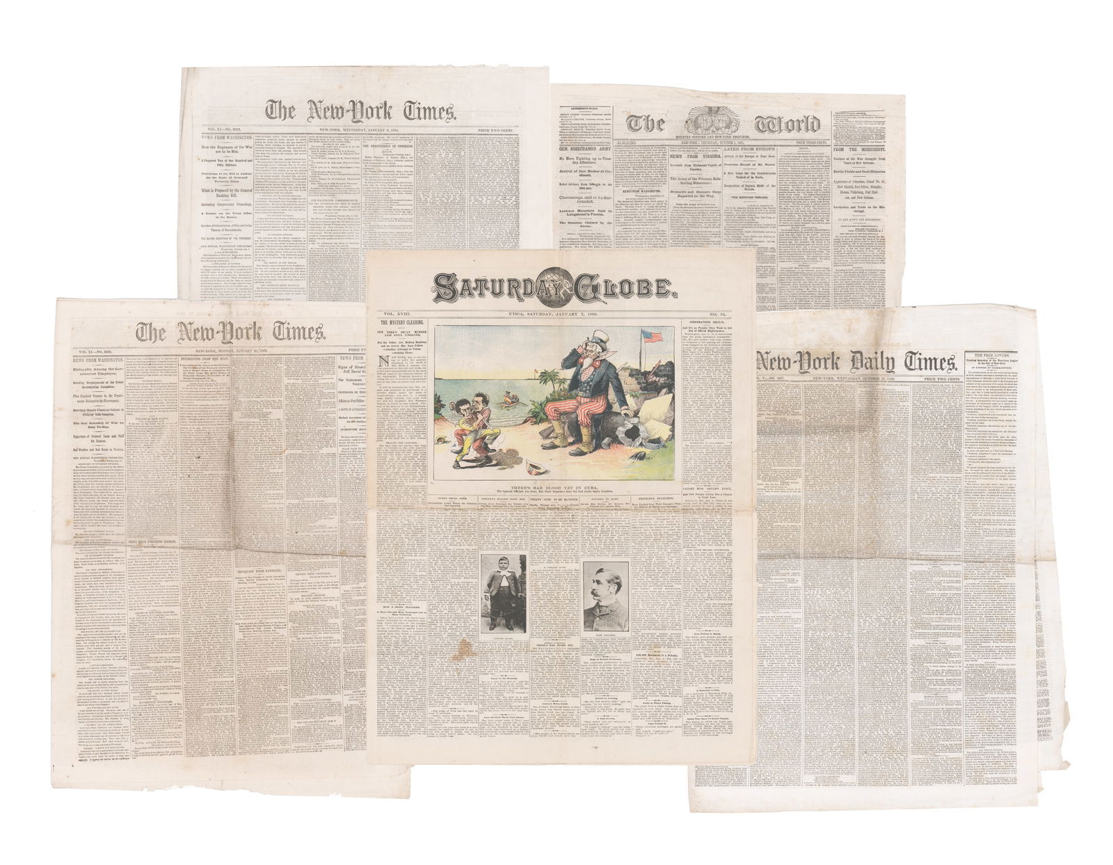 Civil War & Spanish-American War, Group of Five Newspapers (1 of 9)