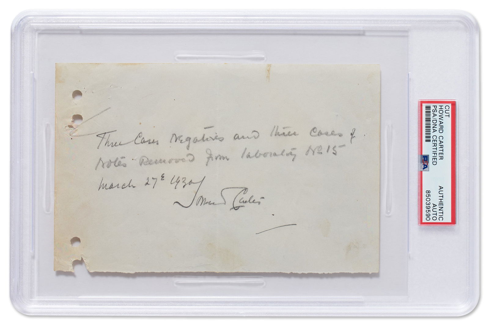 Howard Carter Signed Note Re: King Tut's Tomb (1 of 2)