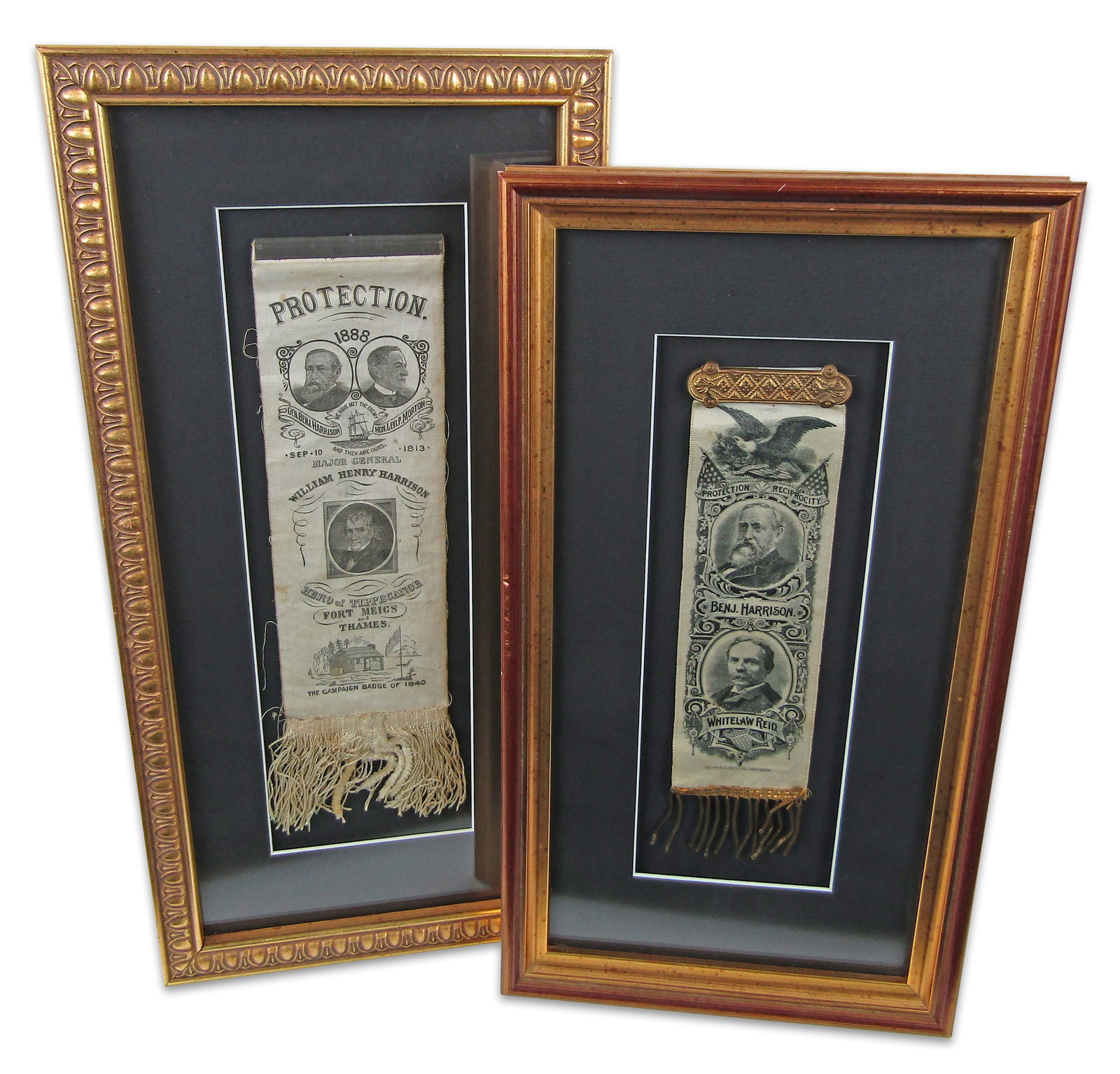 Benjamin Harrison 1888 & 1892 Presidential Campaign Ribbons Emphasizing W.H. Harrison Legacy & Repub (1 of 7)