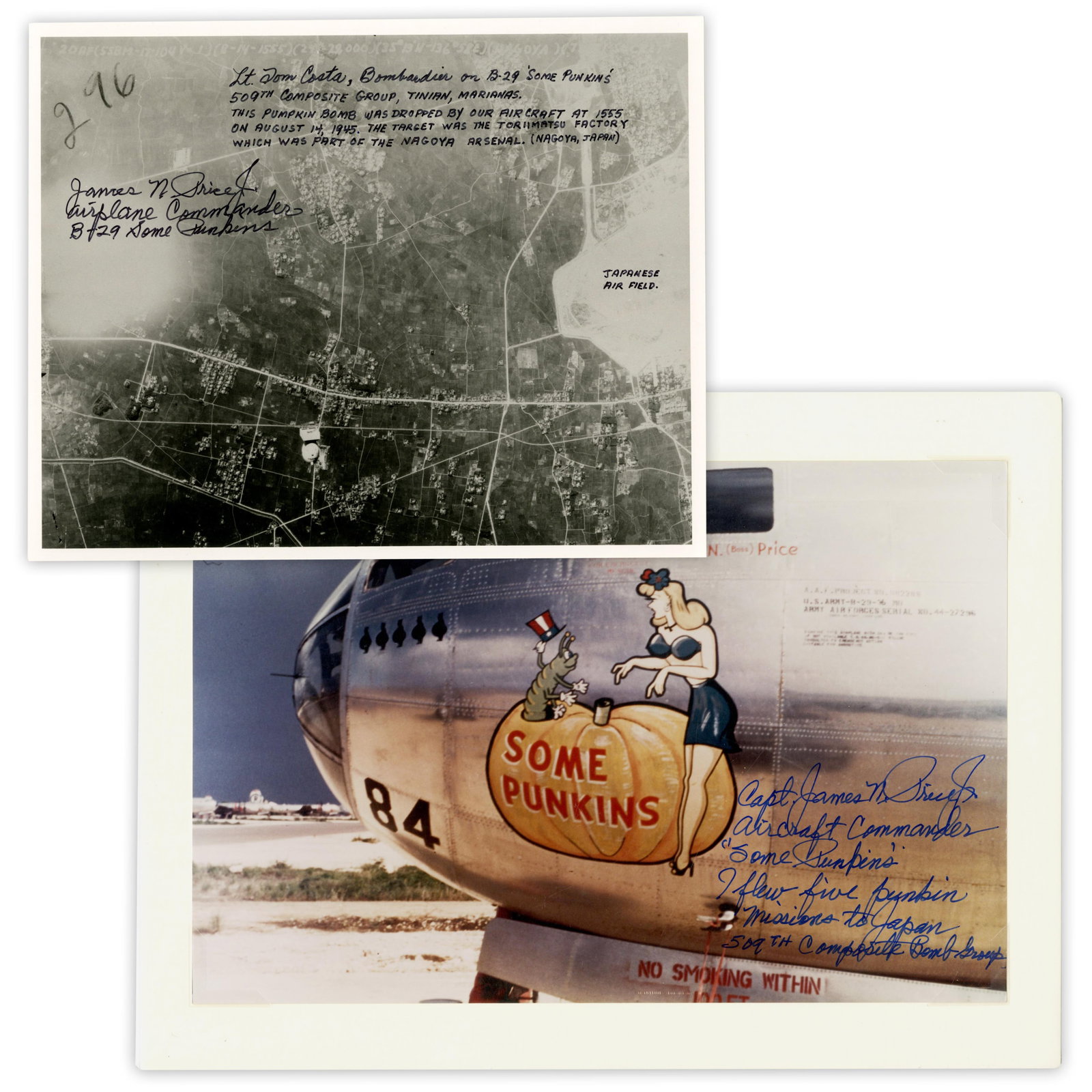 Some Punkins Pilot & Bombardier Signed Photos- Important Training Before Atomic Bomb! (1 of 3)