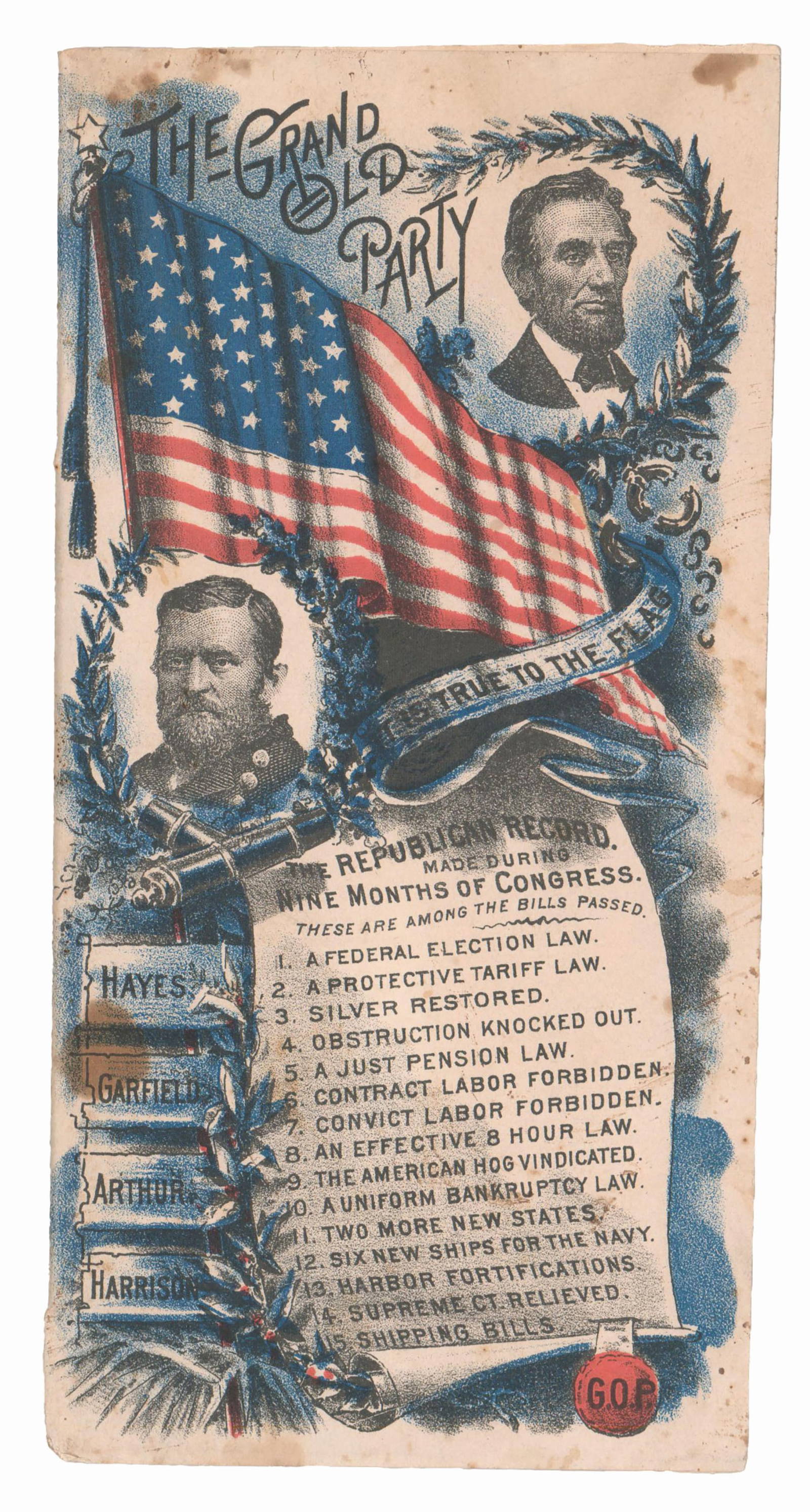 The Grand Old Party’s “republican Record” Of Bills, 1890 Auction