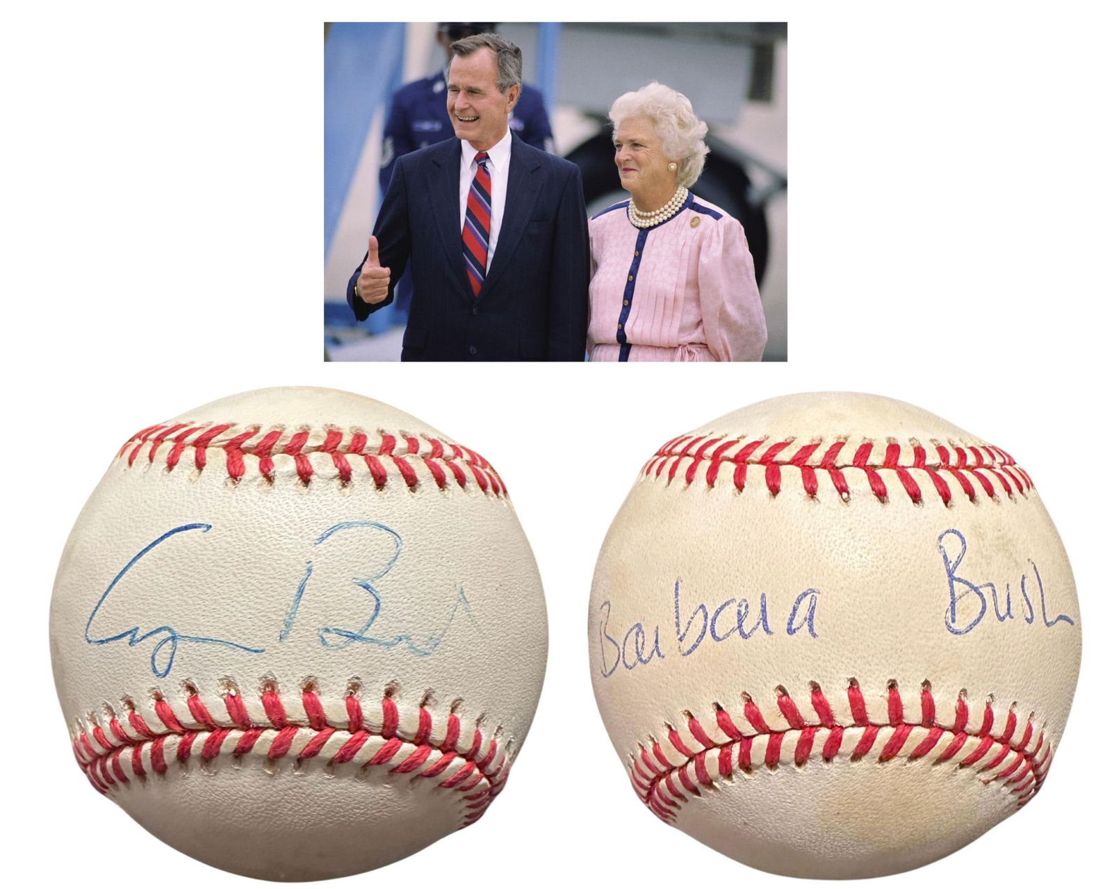 George H.W. & Barbara Bush Signed Baseballs, PSA Authenticated (1 of 5)
