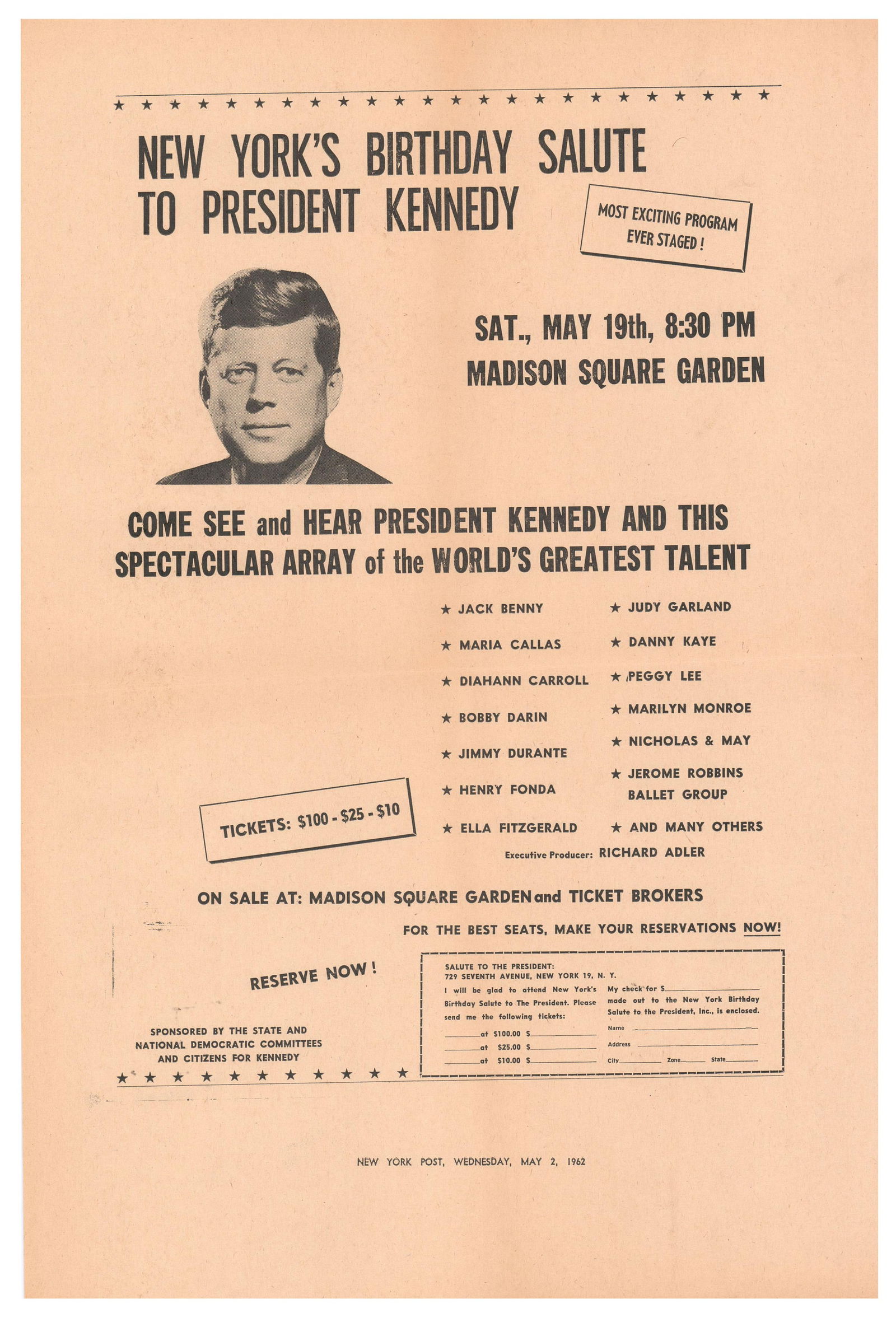 John F. Kennedy "Marilyn" Birthday Salute Broadsides, Group of Four! (1 of 1)