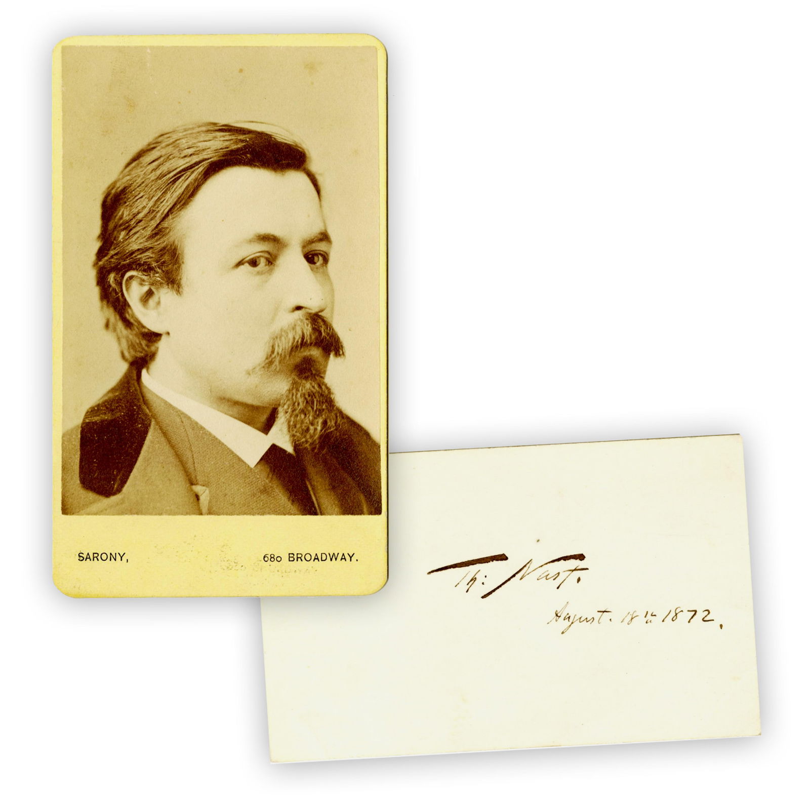 Thomas Nast, Political Cartoonist, CDV & Signed Card (1 of 3)