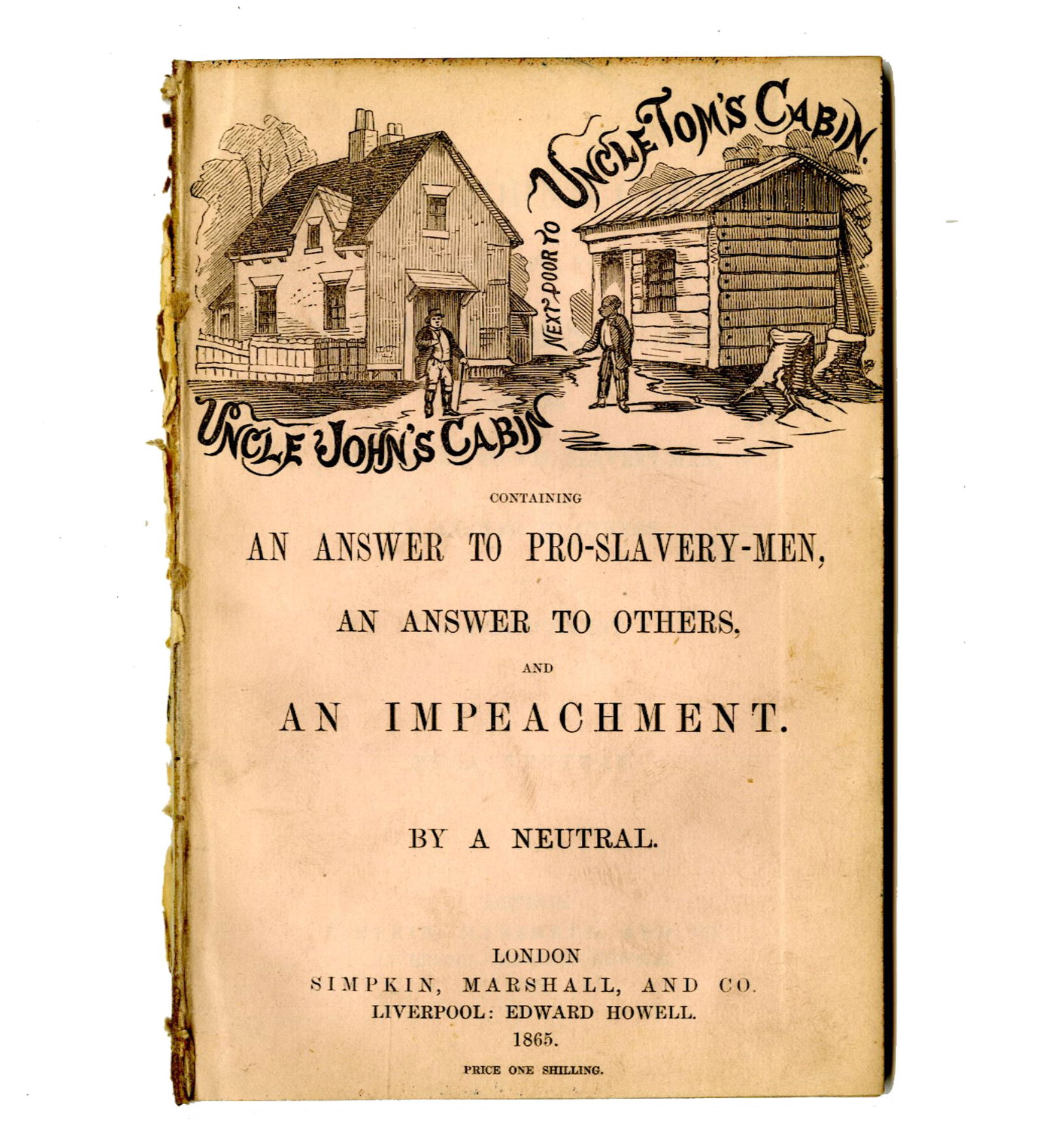 1865 Possibly Unique London Printing "Uncle John's Cabin, Next Door to Uncle Tom's Cabin" (1 of 7)