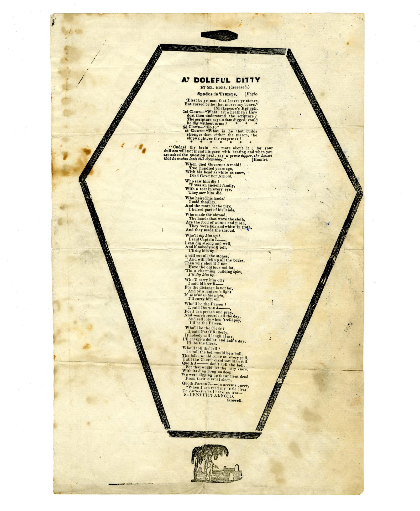 A Doleful Ditty Poem Re: Benedict Arnold Family Cemetery Plot (1 of 3)