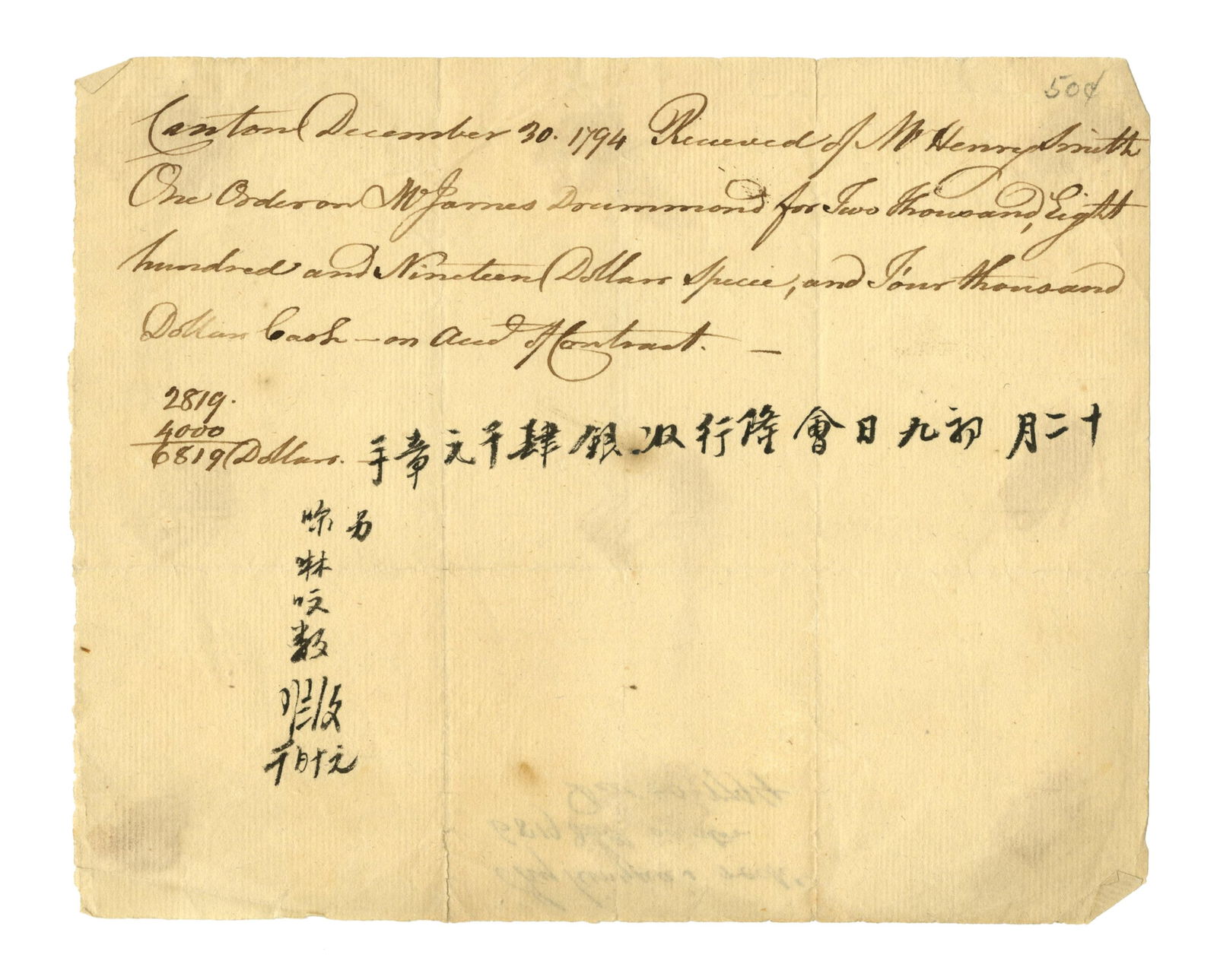 1794 Currency Exchange with Chinese Traders (1 of 2)