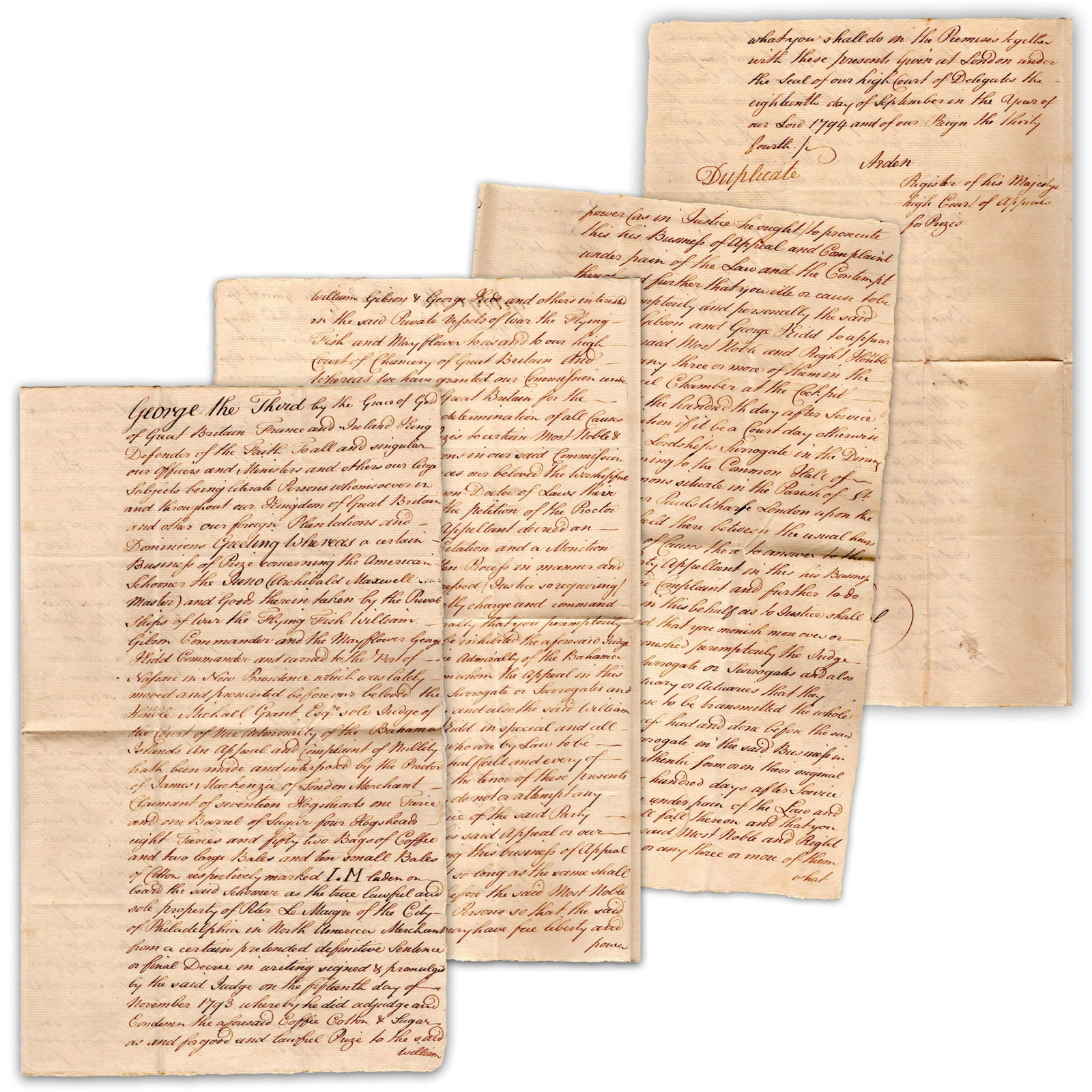 King George III Issues Monition in Case of Seized American Ship and Cargo (1 of 5)