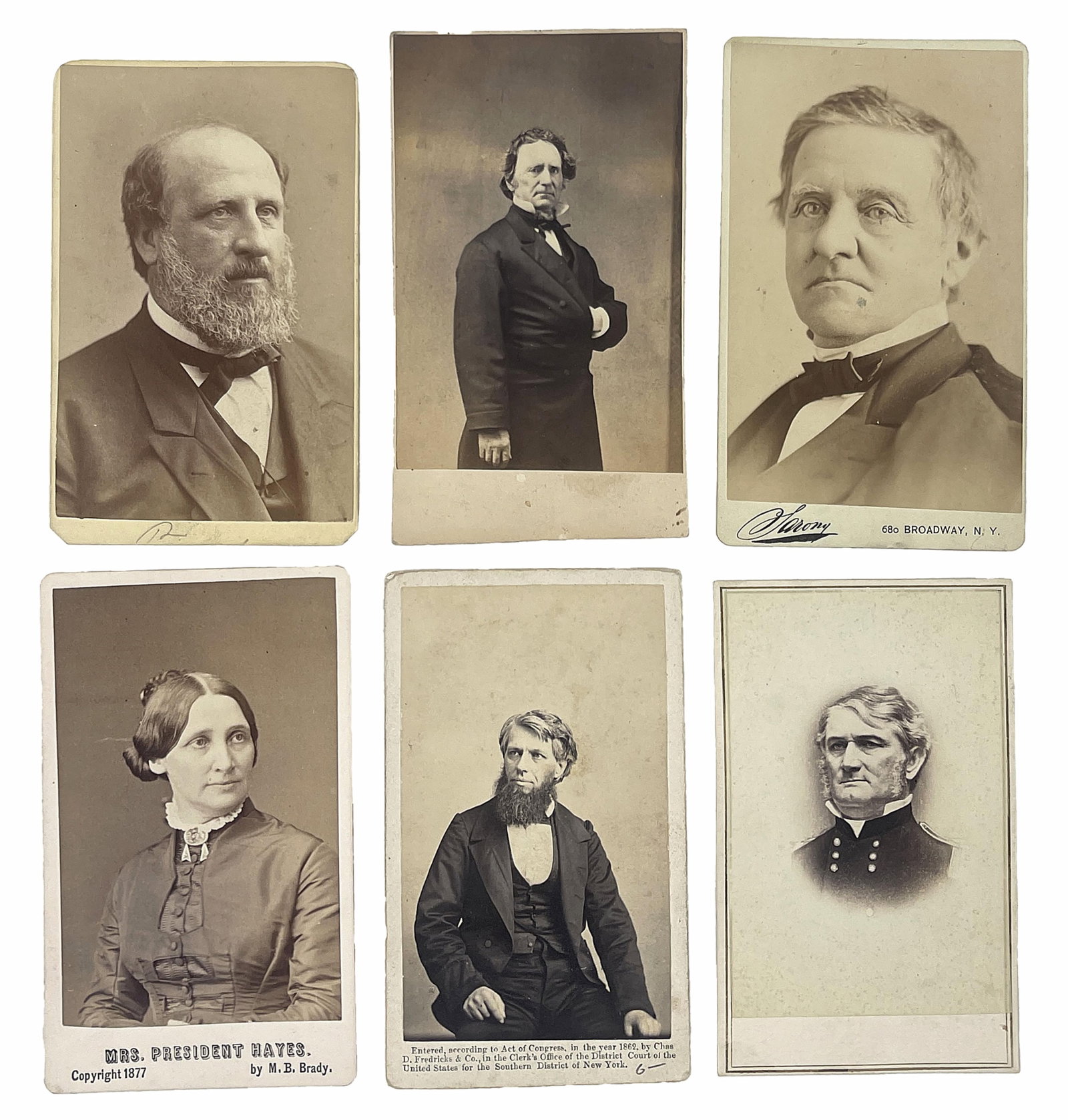 6 Cartes-de-Visite: Politicians And A Temperance Leader By Brady, Fredericks and Anthony!: American Politics various, various 6 Cartes-de-Visite: Politicians And A Temperance Leader By Brady, Fredericks and Anthony! Archive A fine group of six cartes-de-visite of American politicians and on
