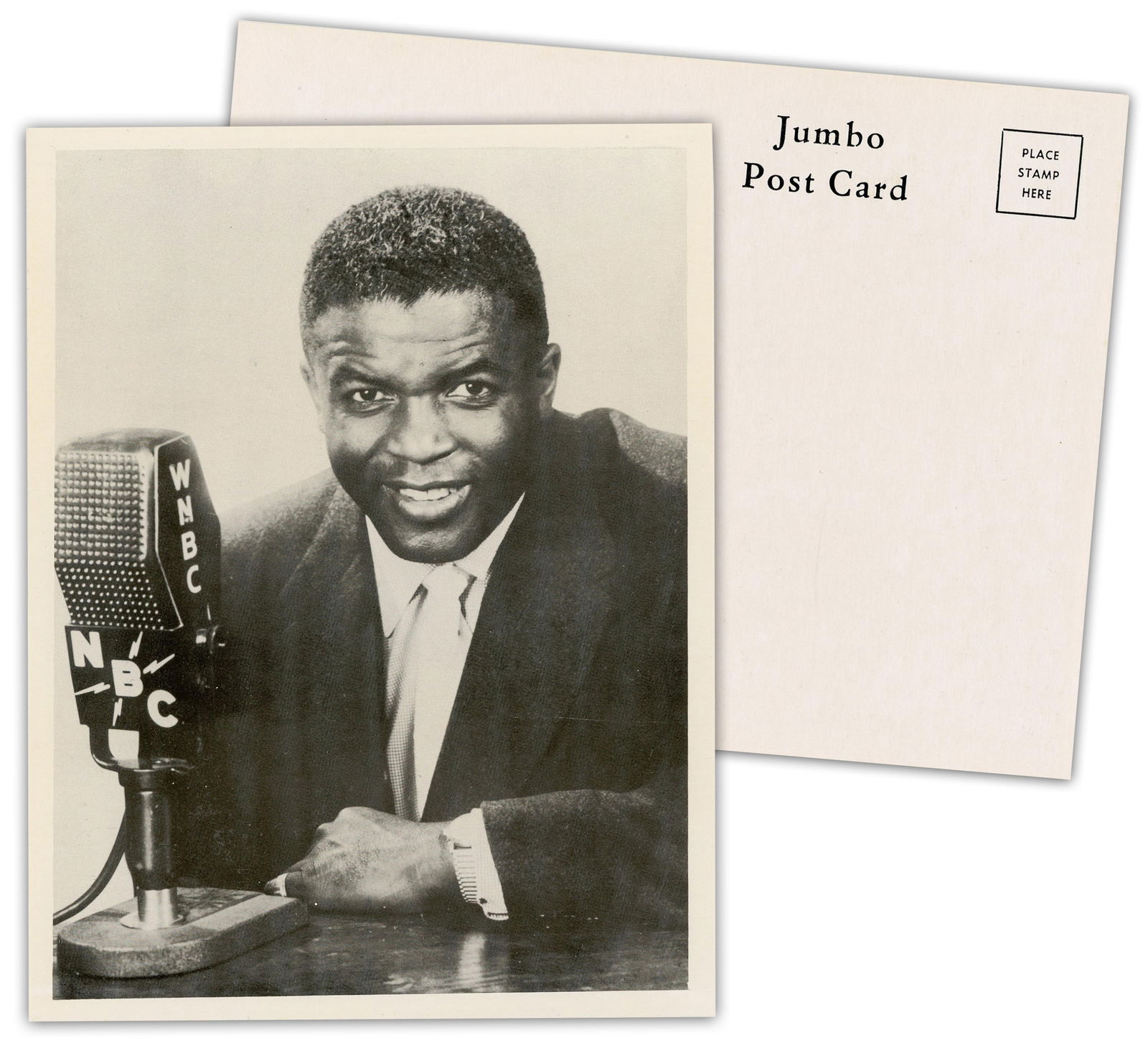 Jackie Robinson Jumbo Photo Postcard Dating From NBC Executive Period (1 of 3)