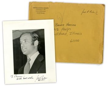 Joe Biden Official Senate Photo & Envelope, ca. 1975- Plus (3) Pamphlets From DE Office