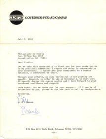 Bill Clinton TLS "commitment to a better Arkansas" with Postscript!