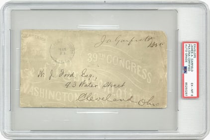 James A. Garfield Free Franked Cover, to His Congressional Secretary, PSA EX-MT 6