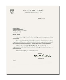 Archibald Cox Responds to Conspiracy Theories Surrounding JFK's Assassination