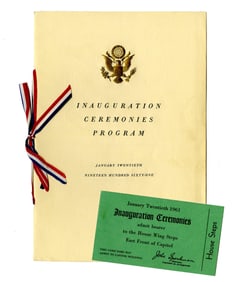 JFK Inauguration Original Program & Ticket for House Wing Steps