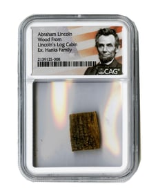 Abraham Lincoln Wood from "Lincoln's Log Cabin." CAG Encapsulated