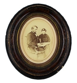Abraham Lincoln and Tad, Impressively Large Albumen in Vintage Frame