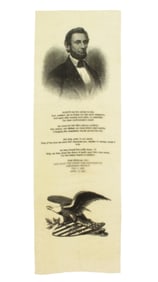 Lincoln Funeral Ribbon with Walt Whitman's Poem "Hush'd Be the Camps To-Day"
