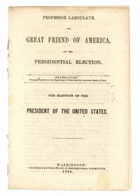 1864 Lincoln Lecture by "Father of the Statue of Liberty" Édouard Laboulaye