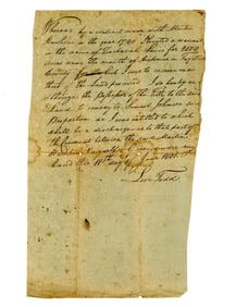 Levi Todd, Grandfather of Mary Todd Lincoln, Signed Contract Discharge