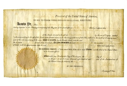 Jefferson & Madison Land Grant Signed the Day the Electoral College Selected Madison as the Next