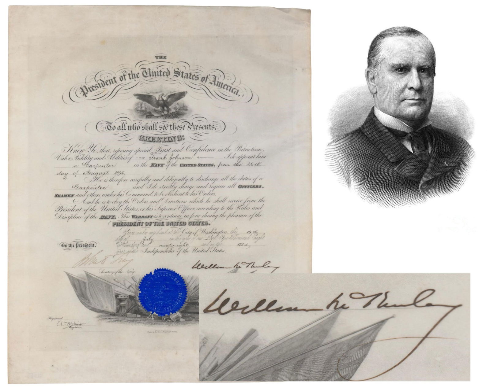 William McKinley Naval Appointment. Incredibly Bold! (1 of 3)