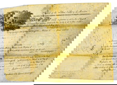 James Monroe Land Grant to War of 1812 Solider, PSA Authenticated