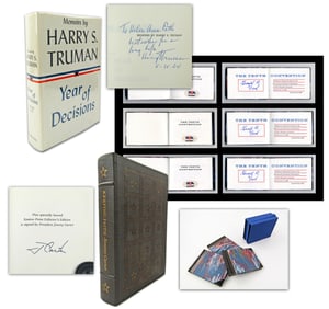 Three Presidents Dealer's Lot: Truman, Ford & Carter, 5 Sigs, 5 Pcs with PSA