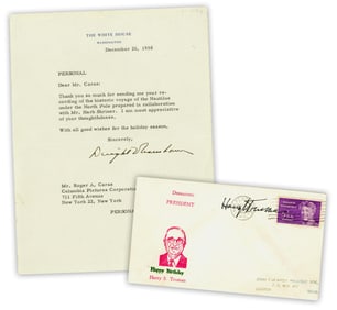 Eisenhower & Truman Pairing- White House TLS, Signed FDC