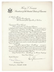 Harry S. Truman Announces Irving Florman as Ambassador to Bolivia