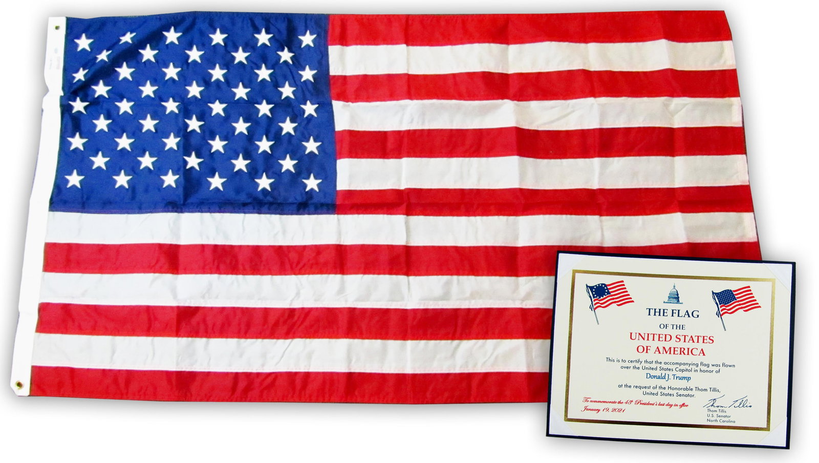 Donald Trump Flag Flown on Last Day of Office, w/ Presentation Certificate (1 of 5)