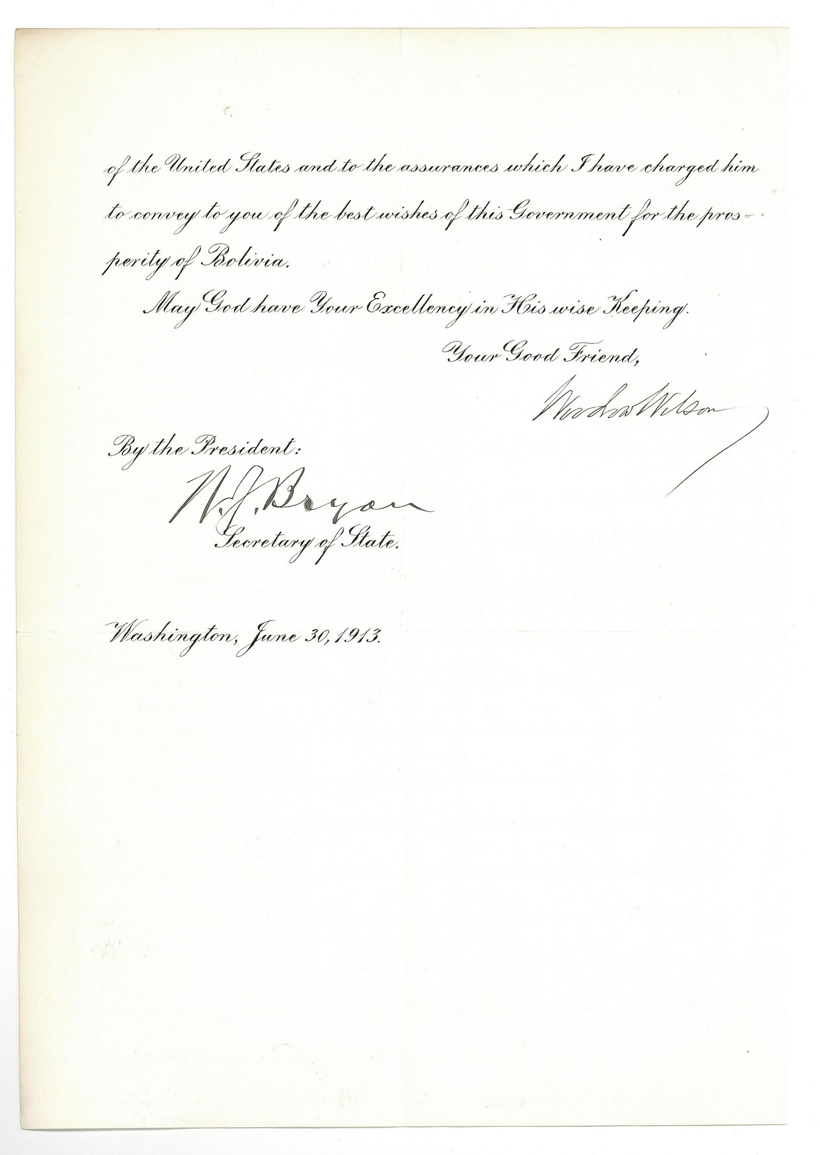Woodrow Wilson Announces John D. O'Rear as Ambassador to Bolivia (1 of 2)