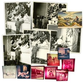 T. Hart Benton (5) Photos Painting Mural for Truman Library, w/ 8 Candid Transparencies