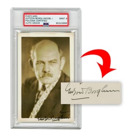 Gutzon Borglum, Mt. Rushmore Sculptor, PSA Mint 9 2x Signed Postcard