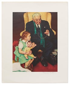 Norman Rockwell Signed Lithograph "Doctor and Doll"