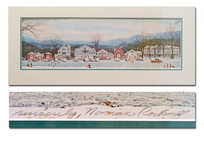 Norman Rockwell Signed Print "Stockbridge Main Street at Christmas"