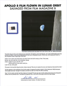 Apollo 8 Film Artifact of Earthrise, Flown in Lunar Orbit