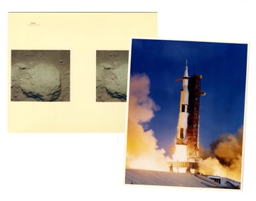 Pair of Apollo 11 NASA Photographs, Red Number and Anniversary Launch Print