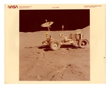 Apollo 15 NASA "Red Number" Photo, Rover of Lunar Surface