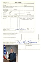 Virgil “Gus” Grissom NASA Signed Travel Voucher & Copy