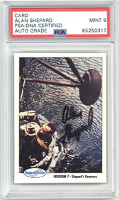 Alan Shepard Signed Space Shots Card of Freedom 7, PSA Mint 9