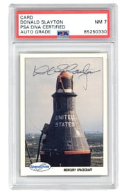 Donald "Deke" Slayton Signed Space Shots Card of Mercury Capsule, PSA Graded NM 7