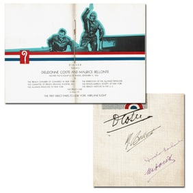 Ile de France Dinner Program Signed by Earhart, Coste, Bellonte & Doret