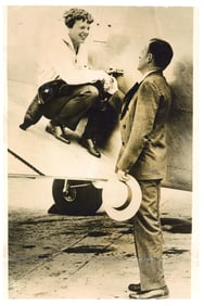 Poignant Amelia Earhart Press Photo, Saying Goodbye to Husband Moments Before Her Fateful Flight,